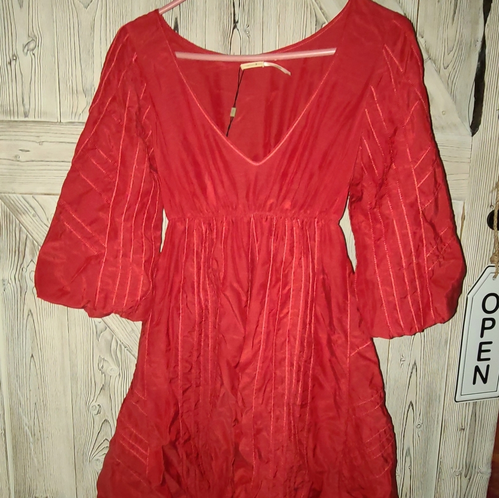 NWTS Max Studio London Red Pintucked Dress.